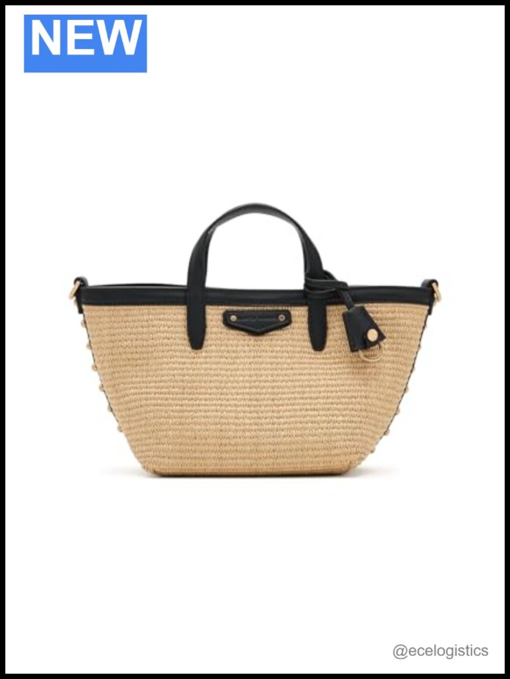 Straw Tote with Crossbody Strap, Structured Handbag